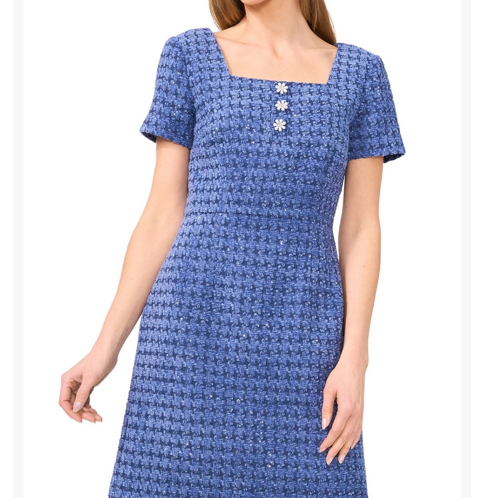 CeCe Blue Tweed Dress